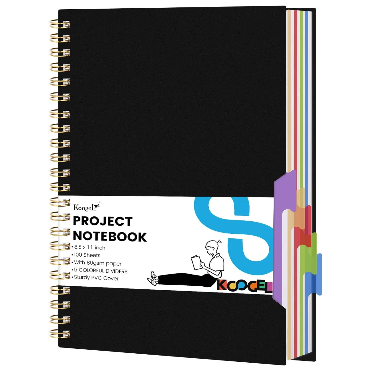 Koogel 5-Subject Notebook with Removable Dividers