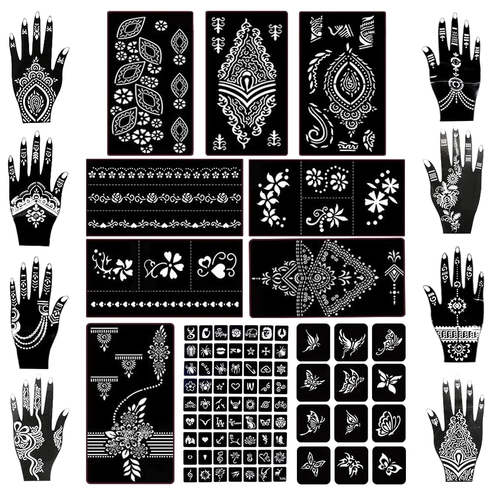 Koogel Henna Stencil Sheets, 281 Designs on 12 Sheets