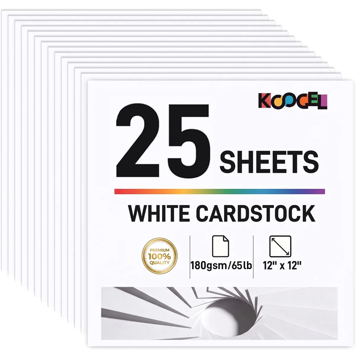 Koogel White Cardstock 12 x 12, 180gsm
