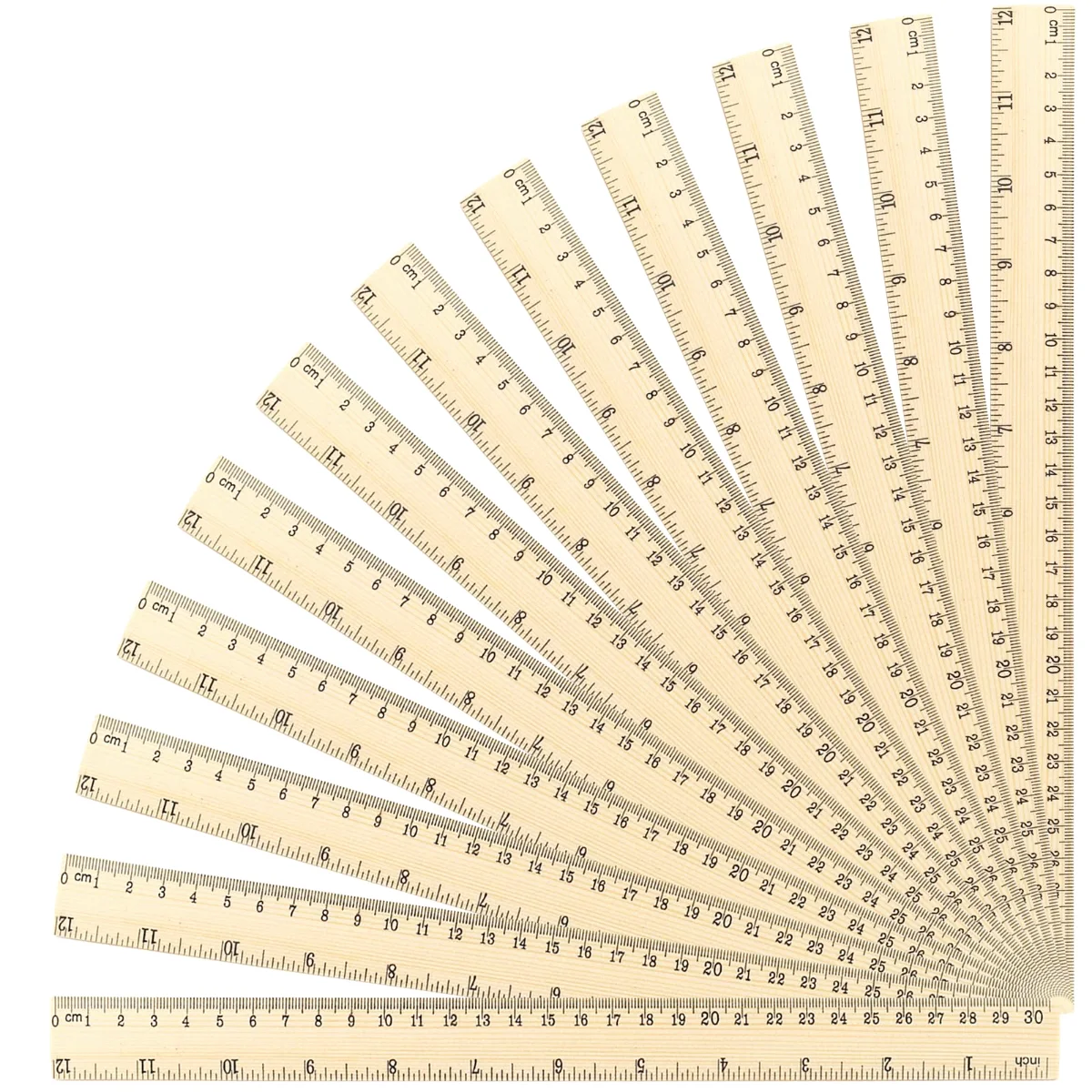 Koogel Wooden Rulers 12 in, 12 Pack