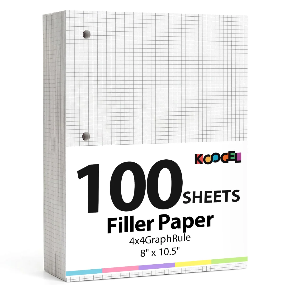 Koogel Loose-Leaf Graph Paper, 3-Hole Punched