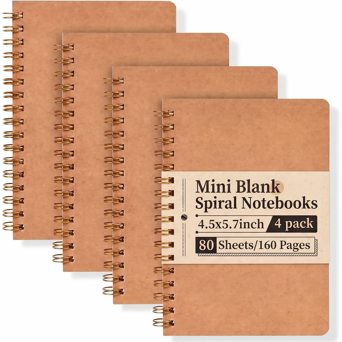 Koogel Small Spiral Notebooks 4.5 x 5.7, 4 Pack
