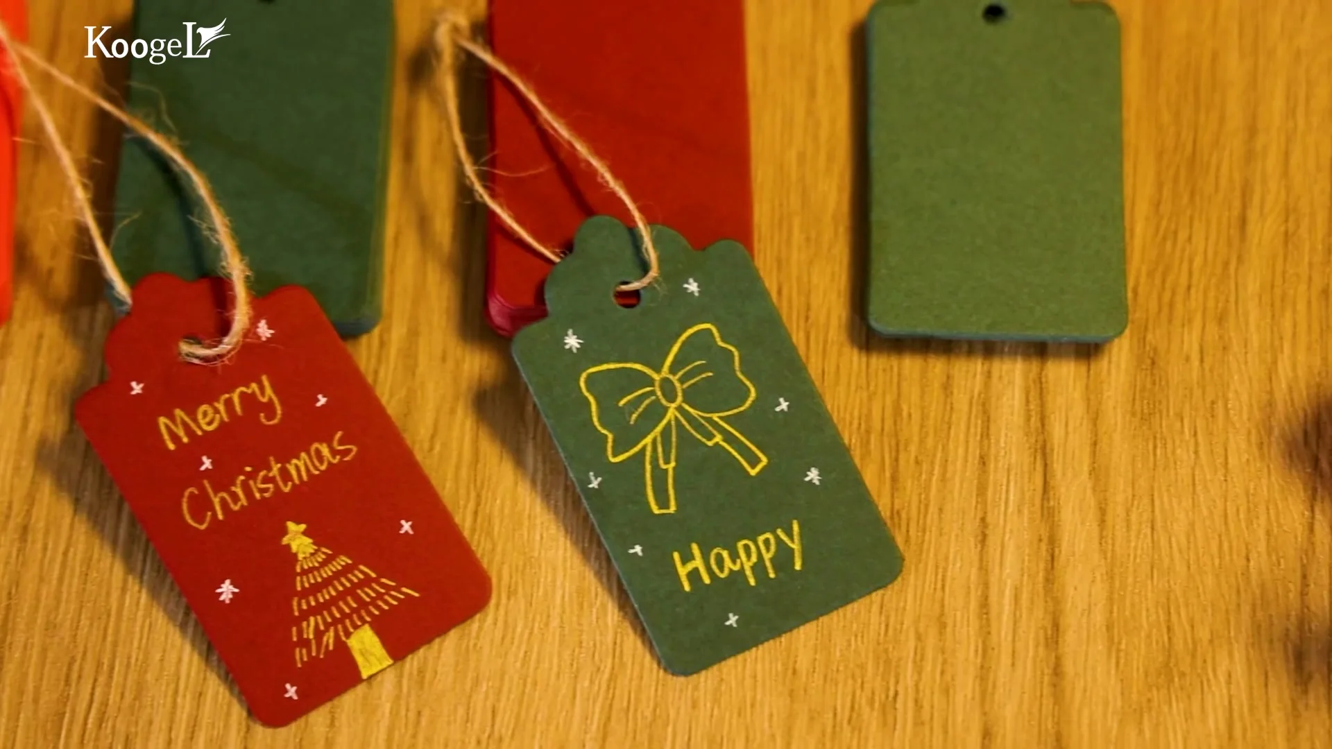 Koogel gift tags and wrapping in use