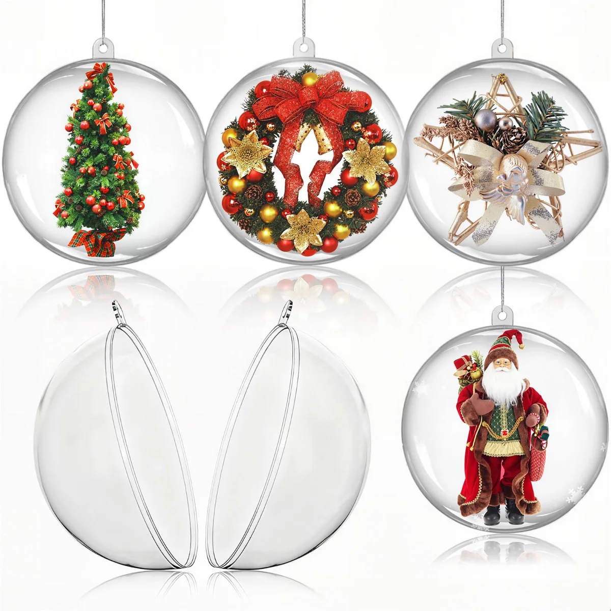 Koogel Clear Fillable Ball Ornaments, 20 Count