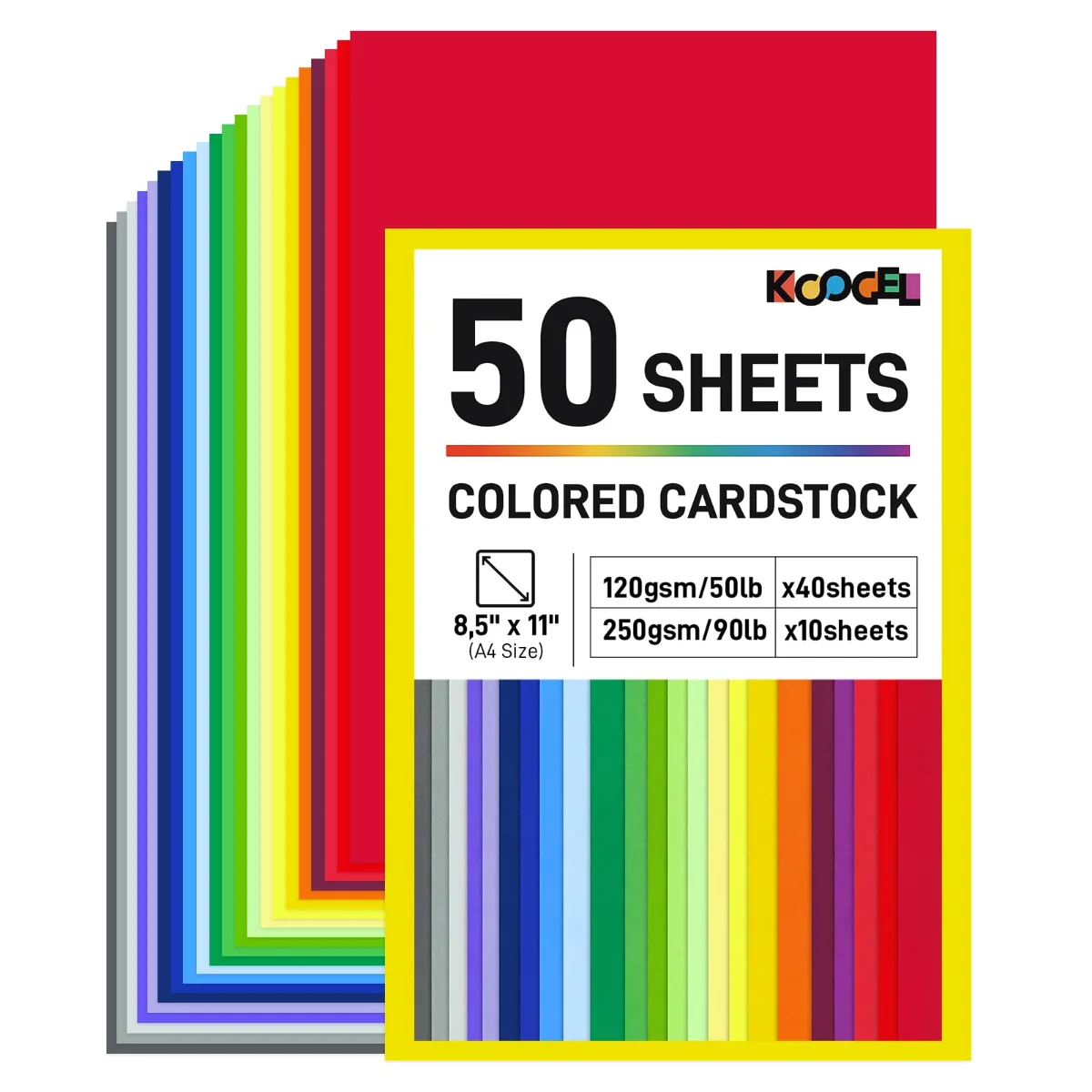 Koogel Letter Cardstock Mix, 120gsm and 250gsm, 50 Sheets