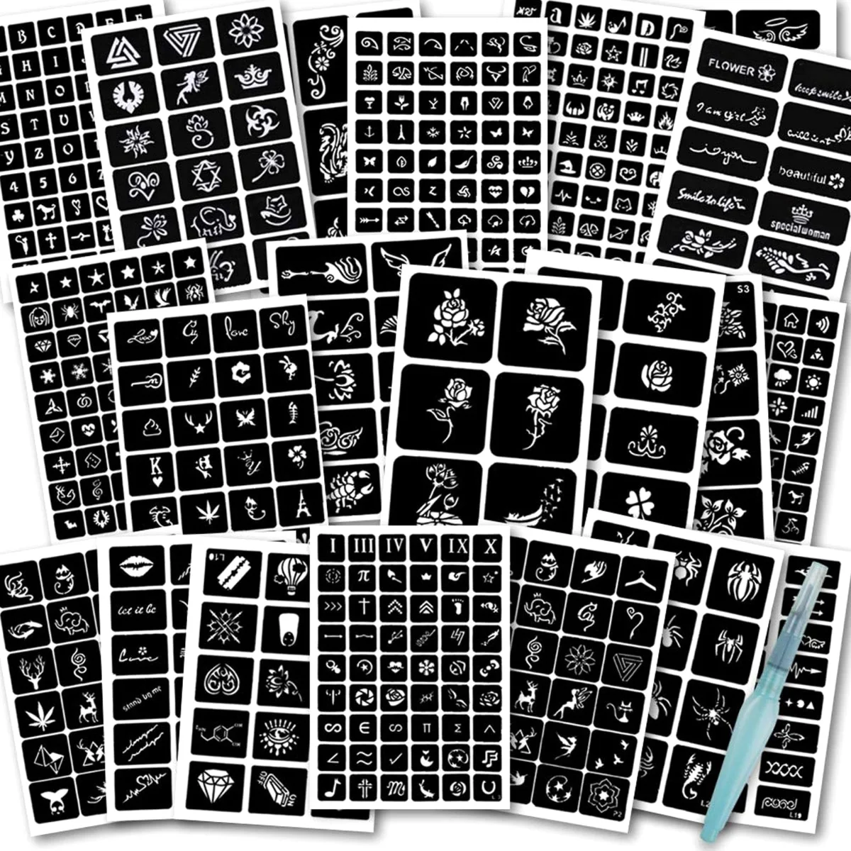 Koogel Henna Stencil Kit with Pen, 524 Designs