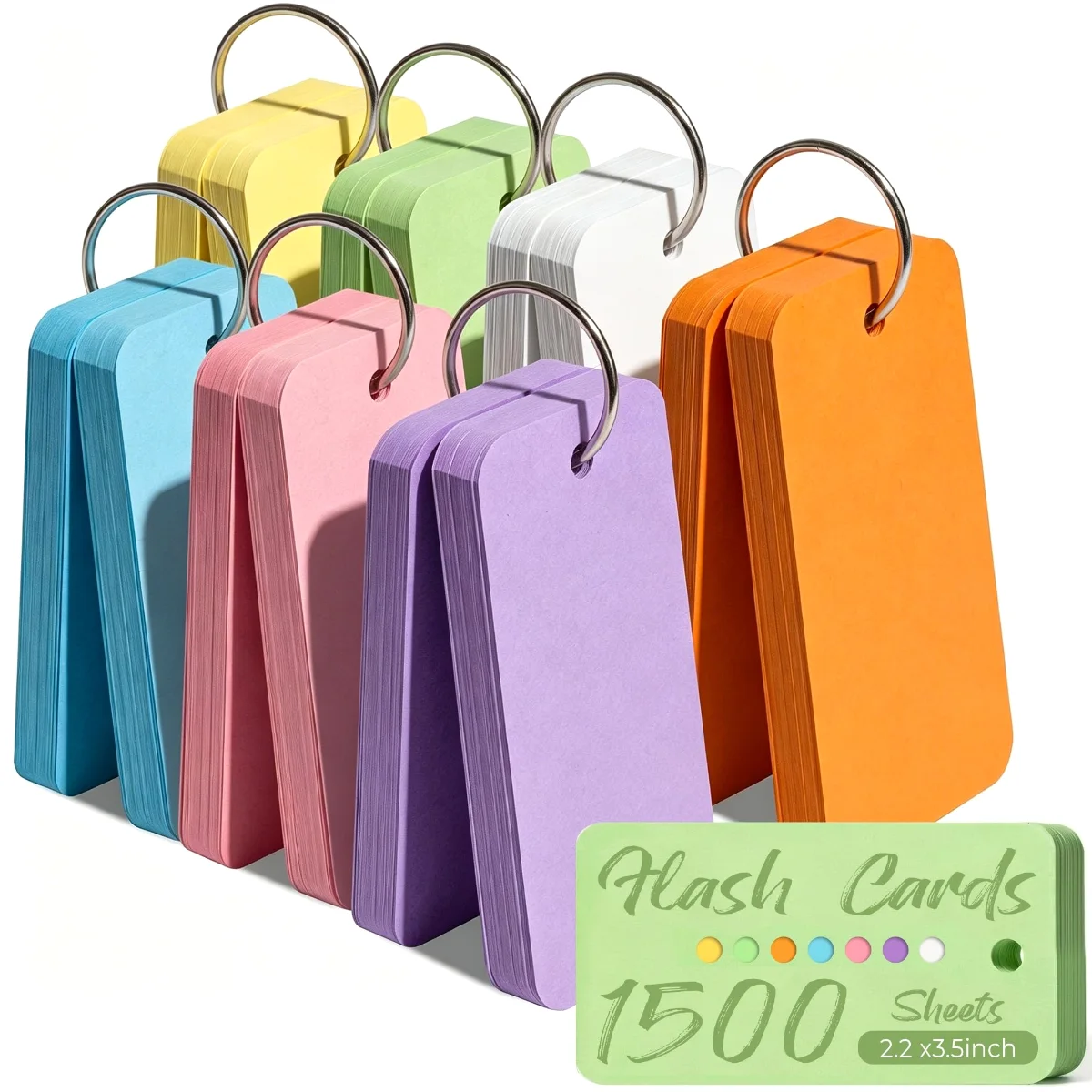 Koogel Ring Flash Cards, 1500 Count, 7 Colors