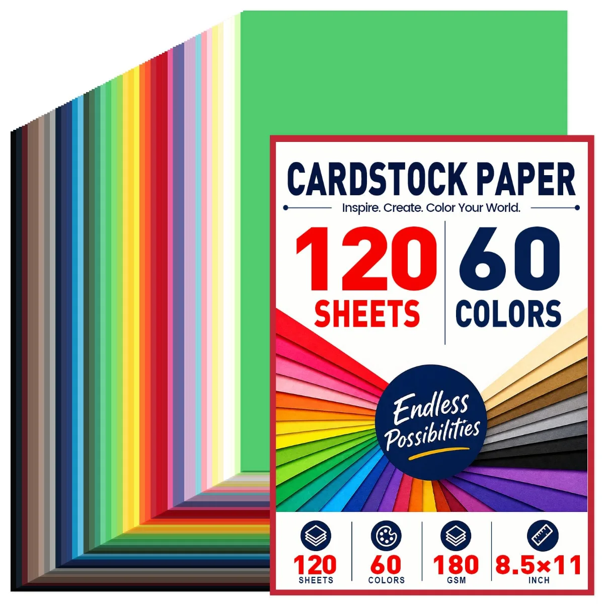 Koogel Letter Colored Cardstock, 60 Colors, 120 Sheets