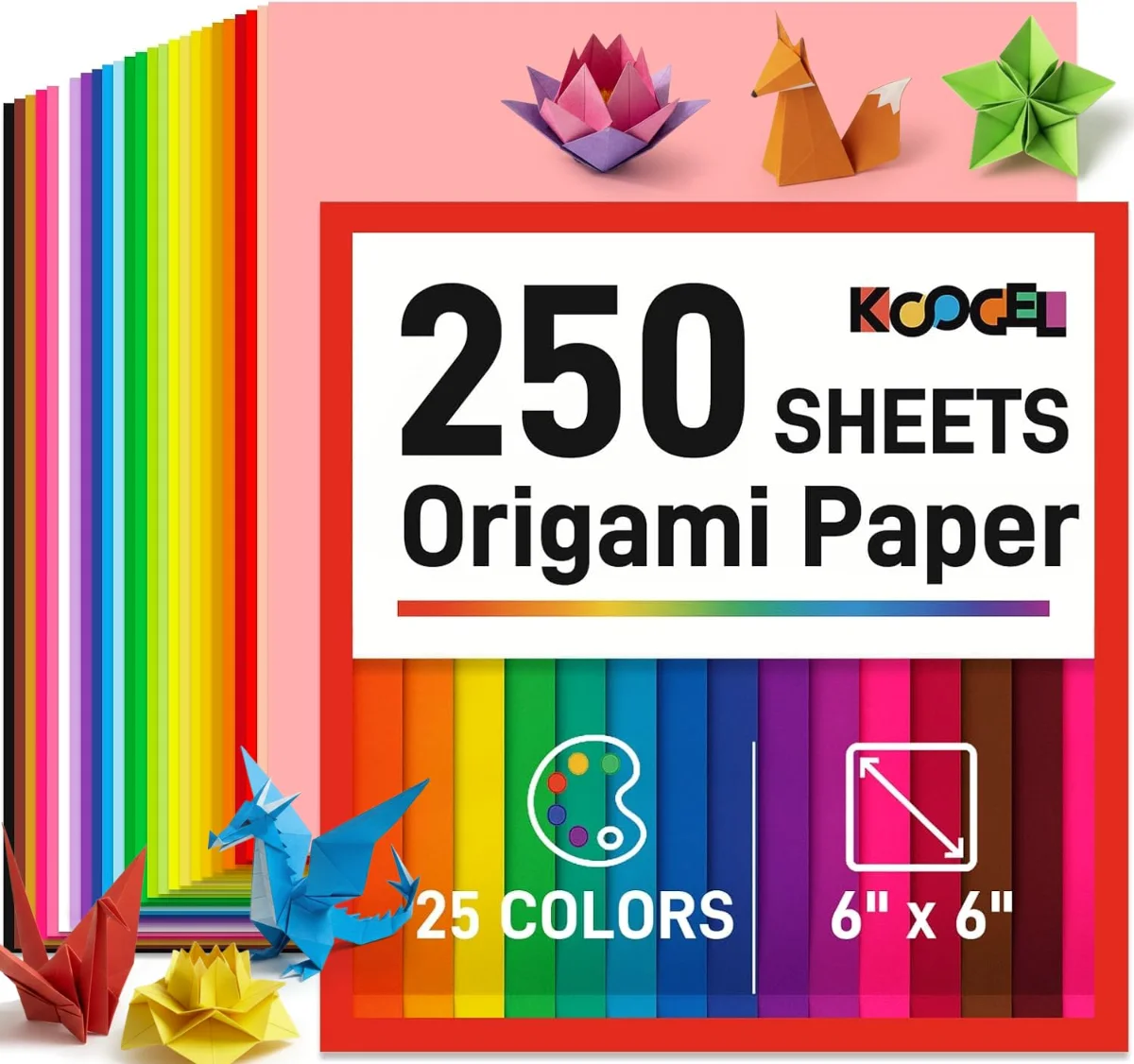 Koogel Double-Sided Origami Paper 6 x 6