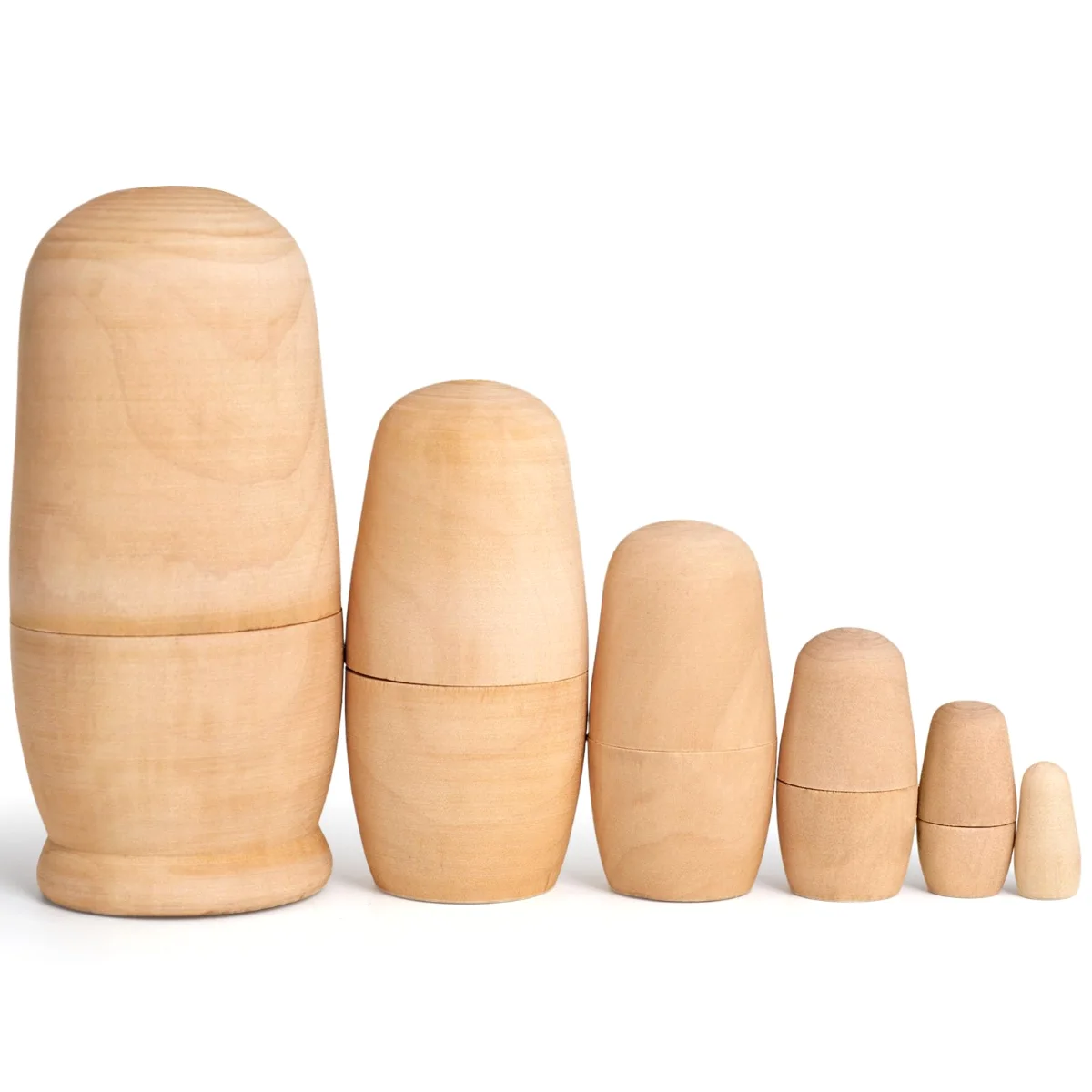 Koogel Blank Wooden Nesting Dolls, Set of 6