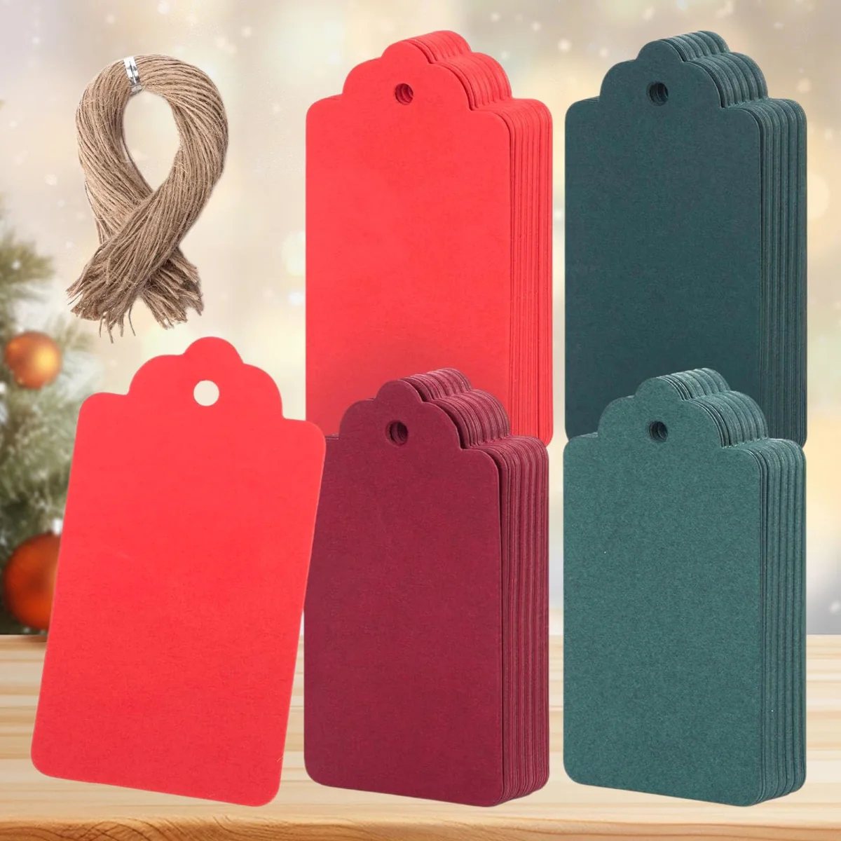 Koogel Christmas Gift Tags, 4 Colors, 100 Count