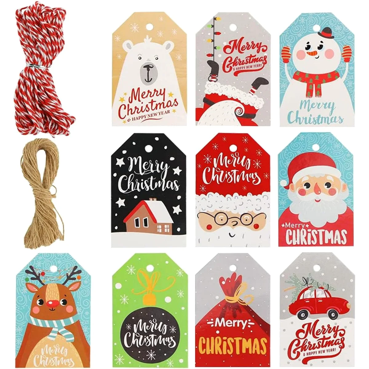 Koogel Christmas Gift Tags, 10 Designs, 100 Count